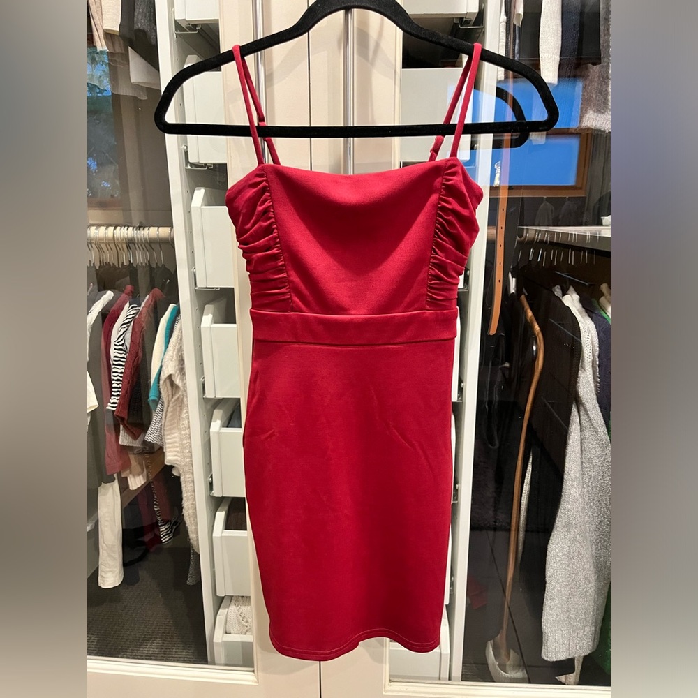 WINDSOR *NWT* Short and Sweet Mini Ponte Dress Burgundy XS Bodycon Dress - Picture 5 of 9